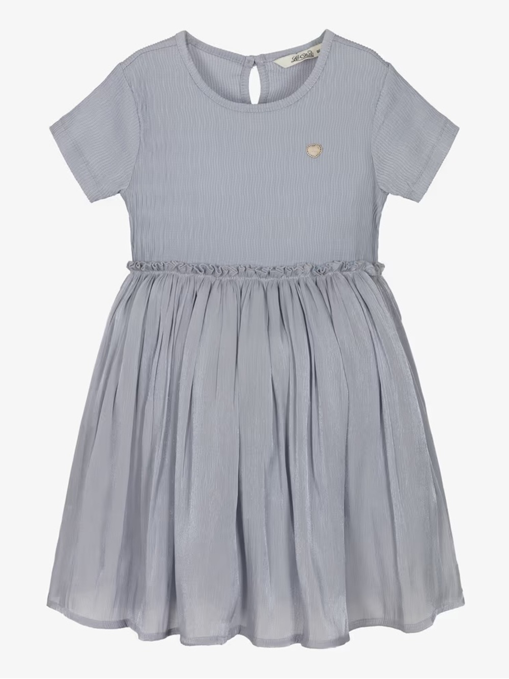 Le Chic Girls' Light Blue Short Sleeve Party Dress